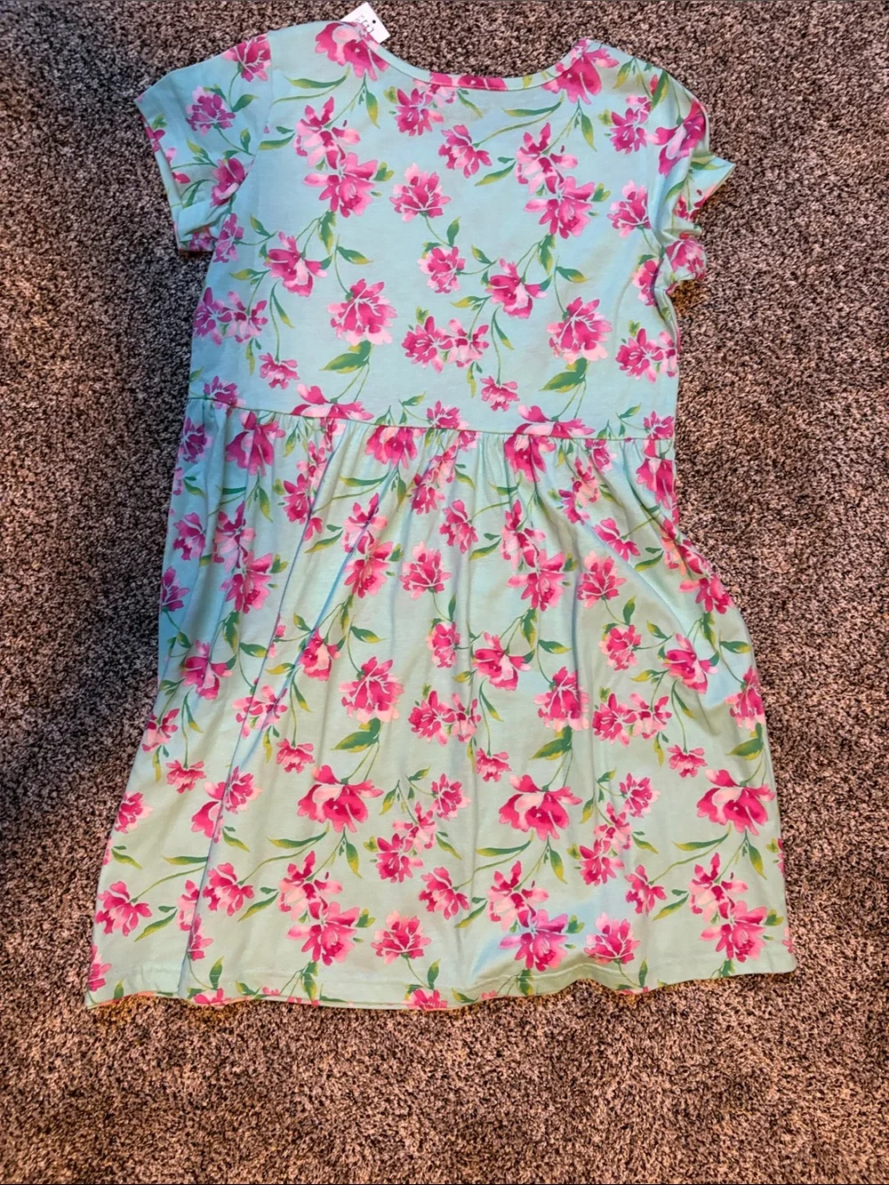 The Children's Place Mint Green Floral Short Sleeve Dress - Picture 3 of 3